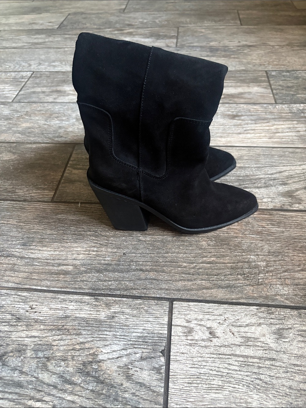 Steve Madden Black Suede knee length Block Heel Boots